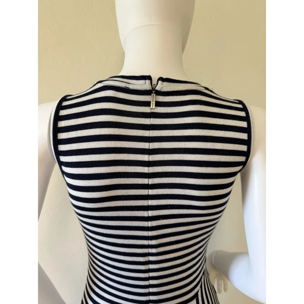 Michael Kors Knit A-Line Dress Striped‎ Sleeveless Zip Black White Size XS